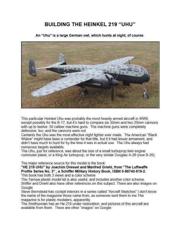 Heinkel HE219 Building Instructions (PDF Download)